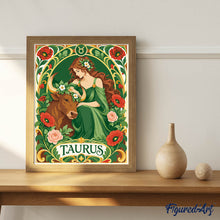 Load image into Gallery viewer, Art Nouveau Zodiac Taurus