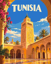 Load image into Gallery viewer, Paint by numbers kit Travel Poster Tunisia, Al-Zaytuna Mosque Figured'Art