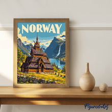 Load image into Gallery viewer, Travel Poster Borgund Stave Church Norway
