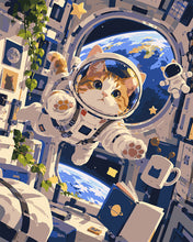 Load image into Gallery viewer, Paint by numbers kit Cat Astronaut Adventure Figured'Art