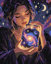 Load image into Gallery viewer, Paint by numbers kit Glowing Galaxy Jar Figured'Art