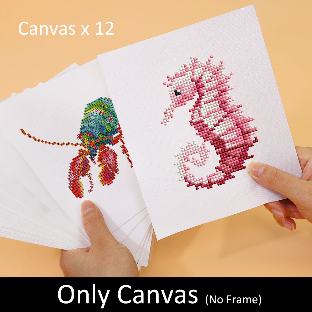 Mini Diamond Painting 3"x5" (12 pieces) - Ocean Creatures Series