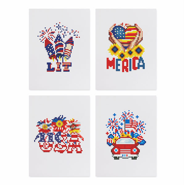 Mini Diamond Painting 6"x8" (4 pieces) - American Spirit: Patriotic Pixel Art
