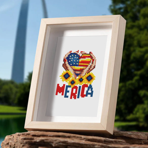 Mini Diamond Painting 6"x8" (4 pieces) - American Spirit: Patriotic Pixel Art