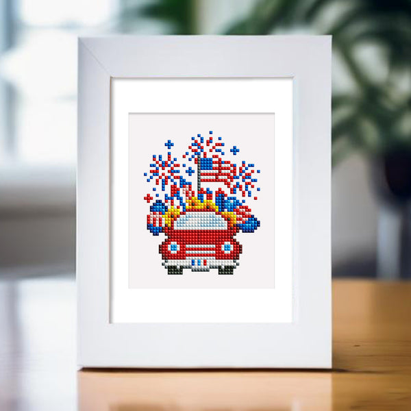 Mini Diamond Painting 6"x8" (4 pieces) - American Spirit: Patriotic Pixel Art