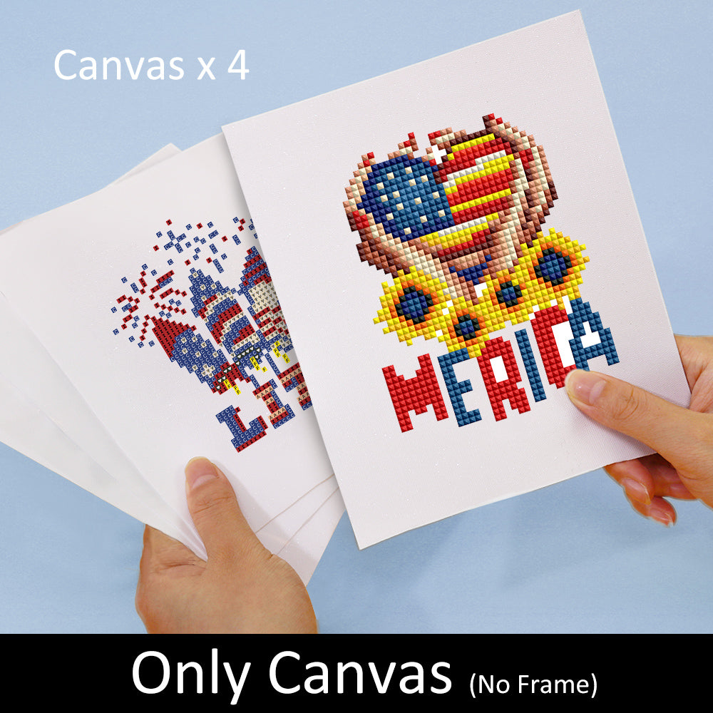 Mini Diamond Painting 6"x8" (4 pieces) - American Spirit: Patriotic Pixel Art
