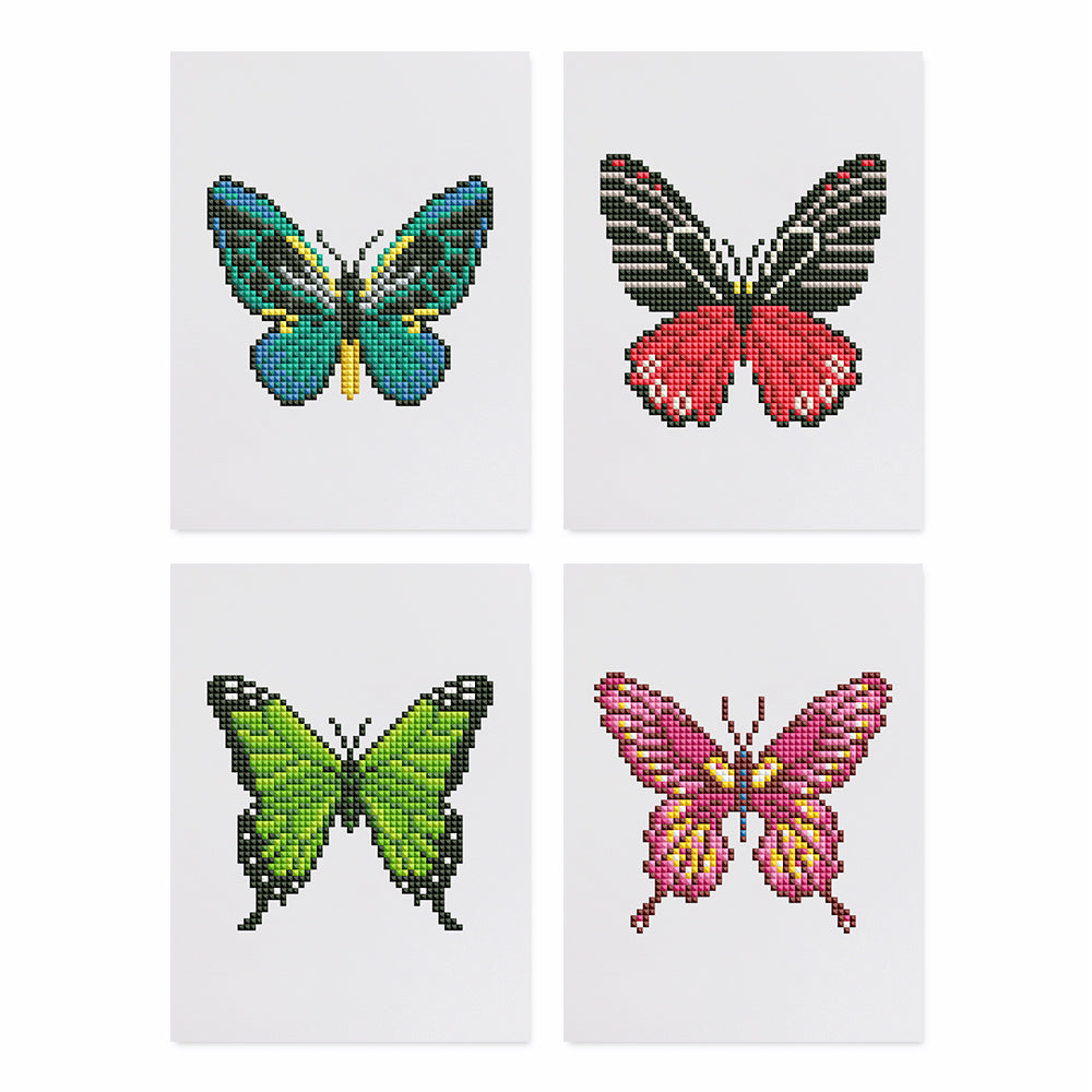 Mini Diamond Painting 6"x8" (4 pieces) - Vibrant Wings: A Butterfly Quartet