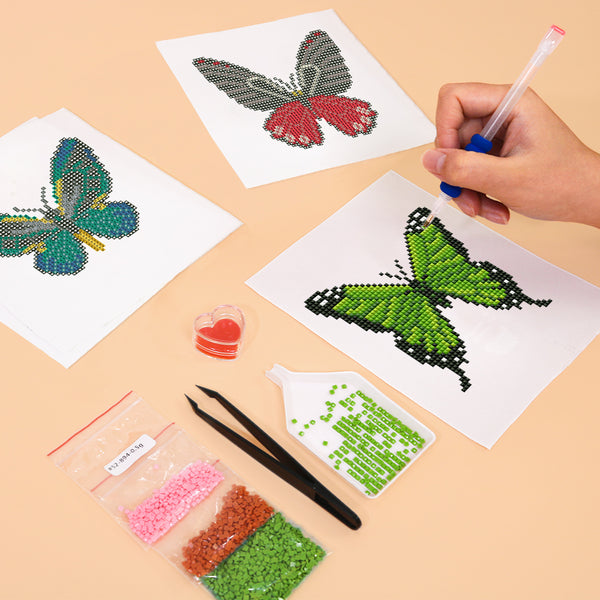 Mini Diamond Painting 6"x8" (4 pieces) - Vibrant Wings: A Butterfly Quartet