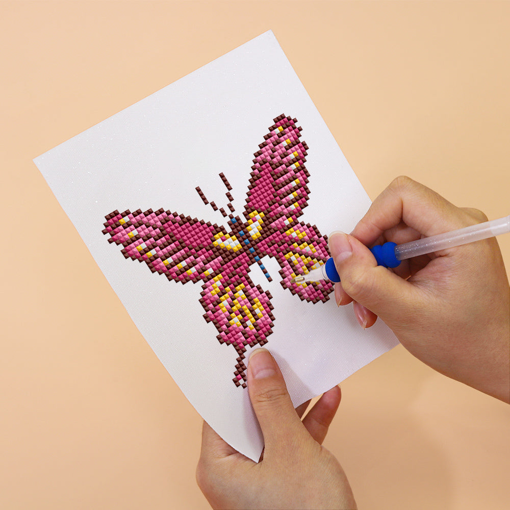Mini Diamond Painting 6"x8" (4 pieces) - Vibrant Wings: A Butterfly Quartet