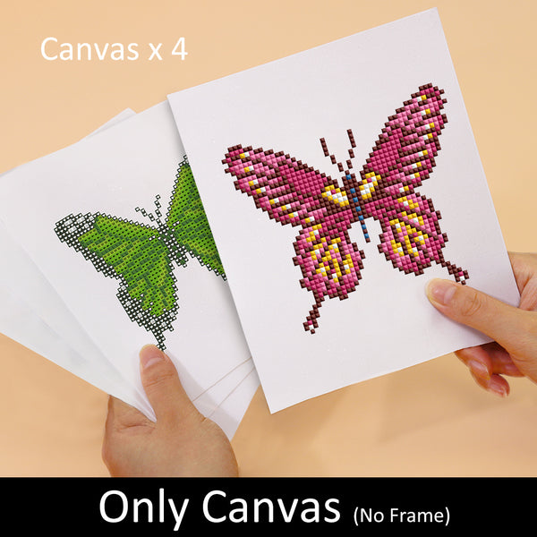 Mini Diamond Painting 6"x8" (4 pieces) - Vibrant Wings: A Butterfly Quartet