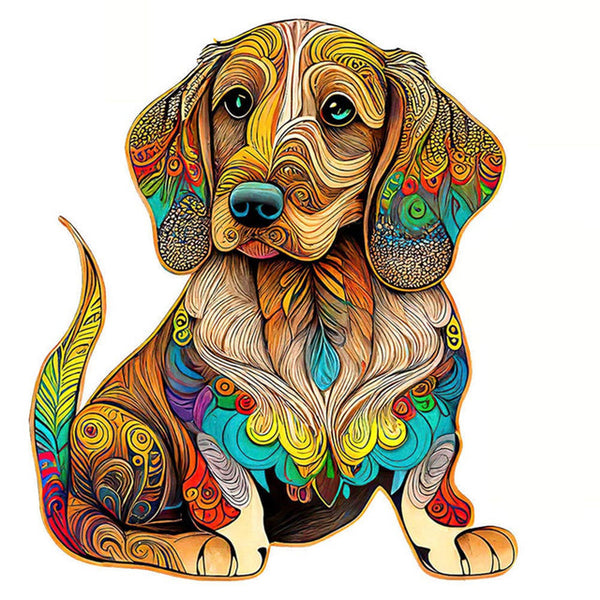 Wooden Puzzle - Colored Dachshund