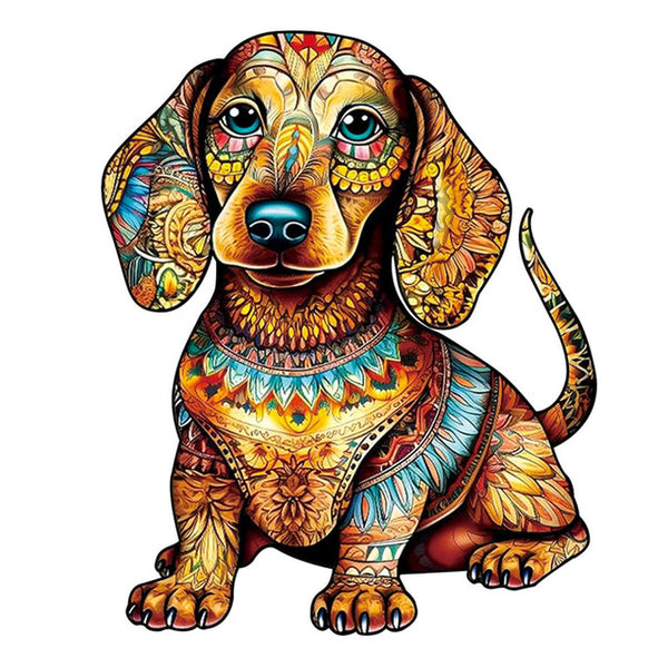 Wooden Puzzle - Warm Dachshund Puppy