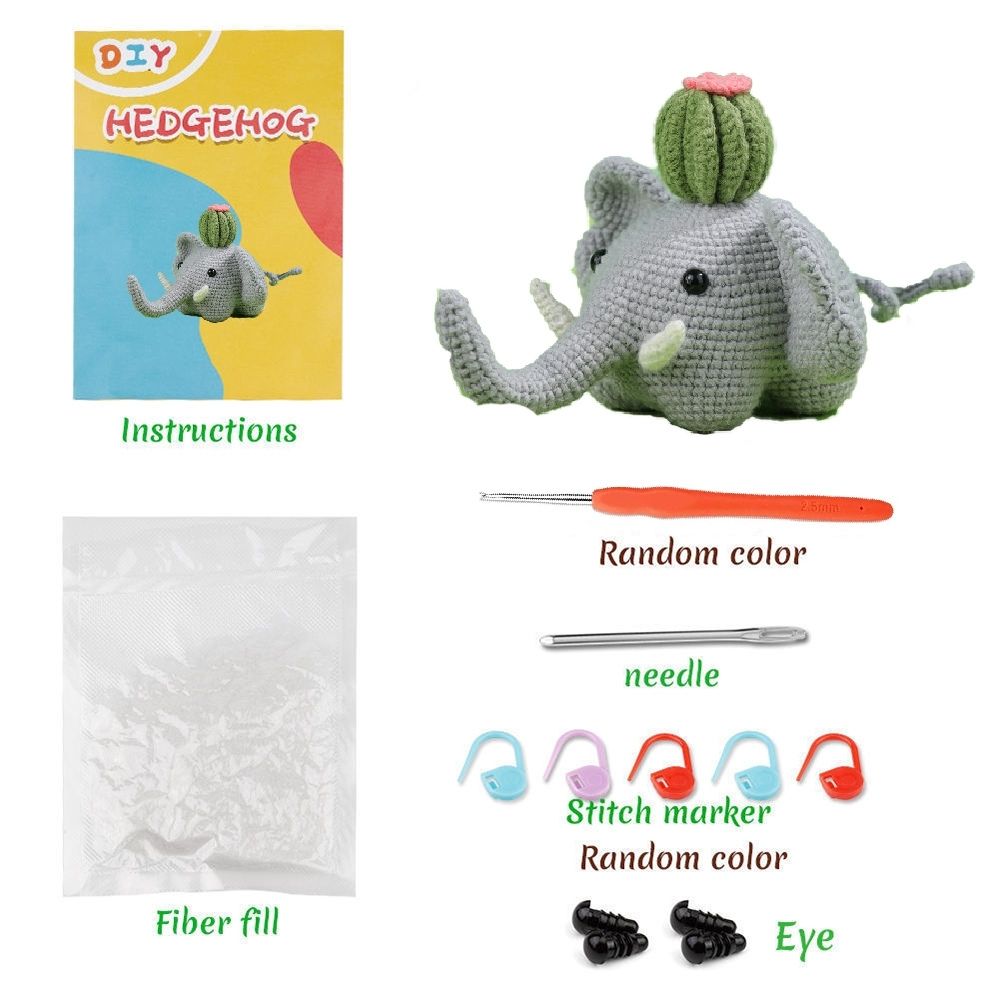 Amigurumi Crochet Kit - Elephant with Cactus