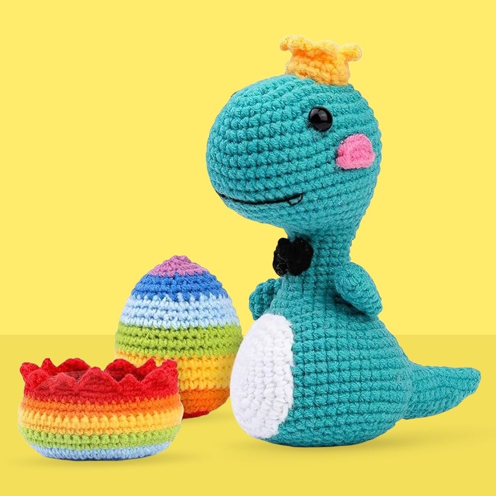 Amigurumi Crochet Kit - Dino King with Rainbow Egg Figured'Art