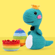 Load image into Gallery viewer, Amigurumi Crochet Kit - Dino King with Rainbow Egg Figured'Art