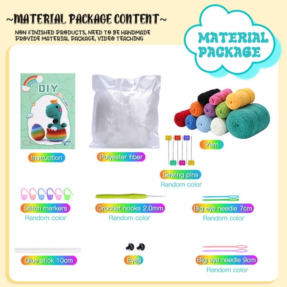 Amigurumi Crochet Kit - Dino King with Rainbow Egg