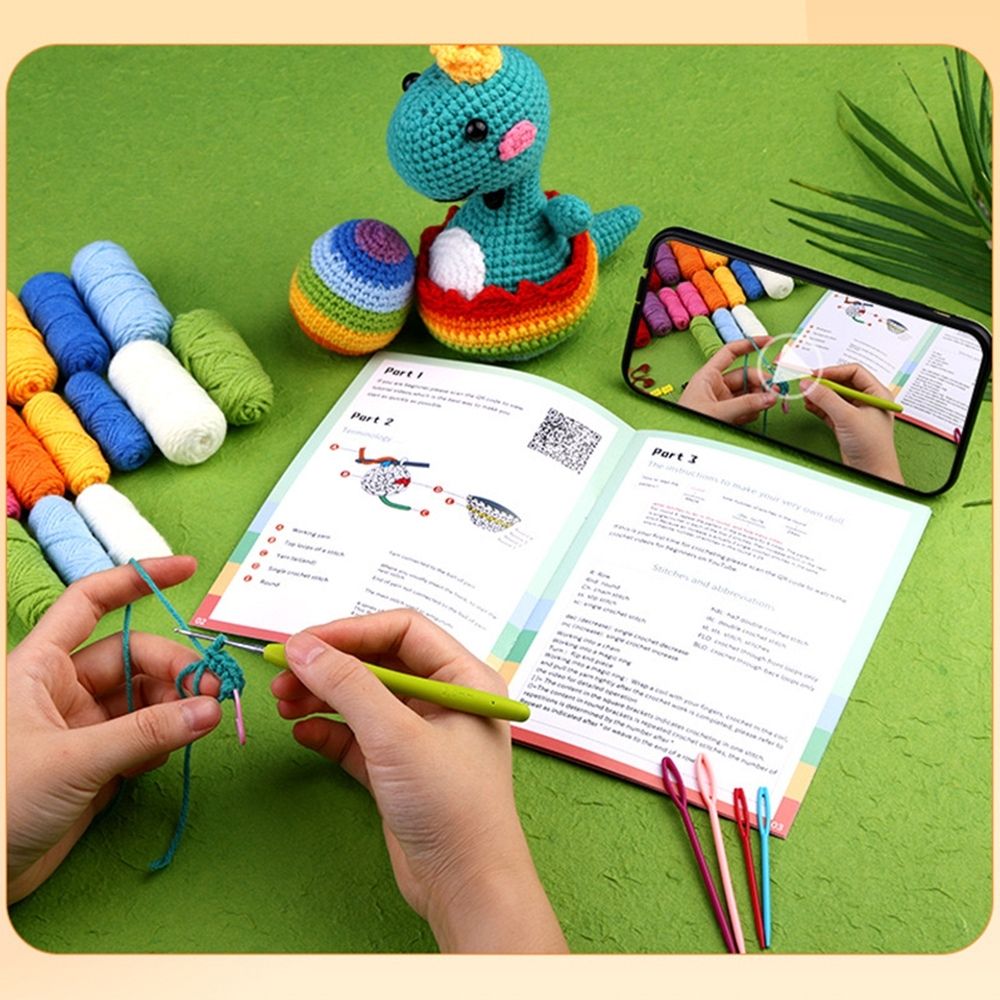 Amigurumi Crochet Kit - Dino King with Rainbow Egg