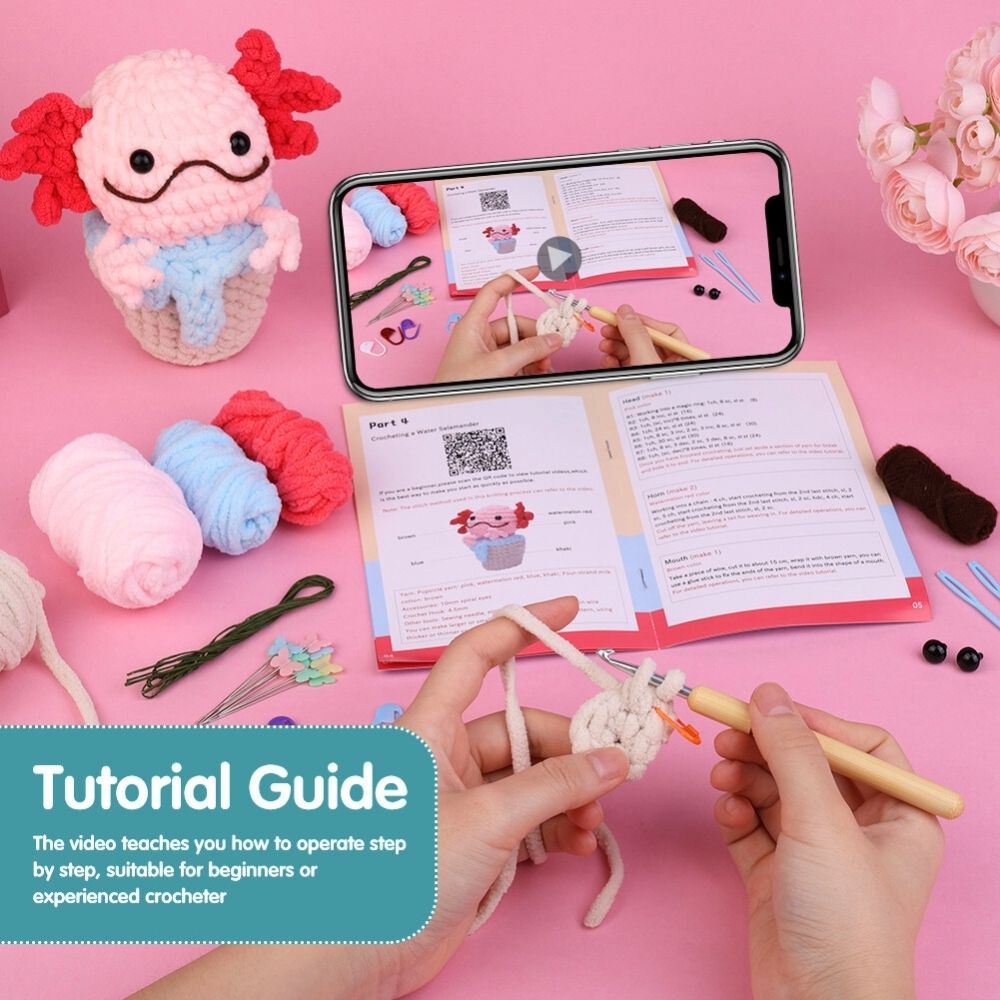 Amigurumi Crochet Kit - Axolotl in a Cup