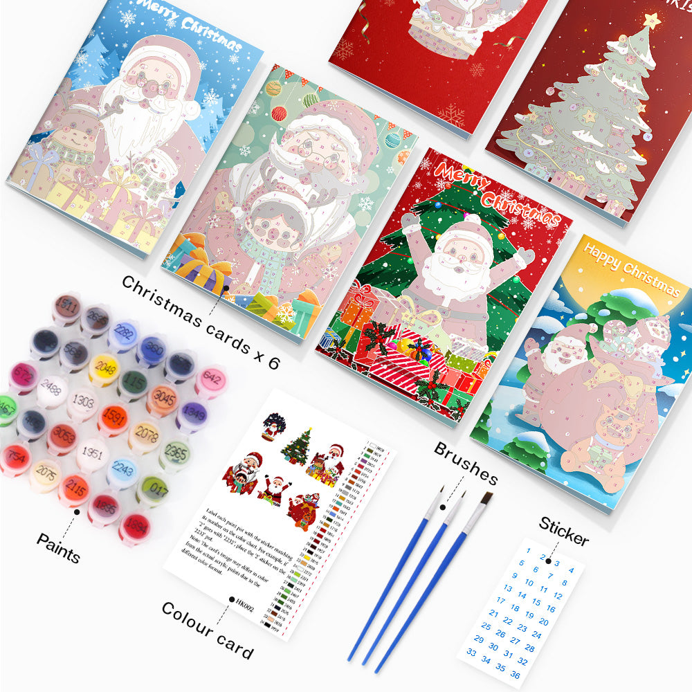 Paint by numbers 6 Pack DIY Christmas Cards - Series 3