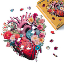 Load image into Gallery viewer, Wooden Puzzle - Floral Heart Anatomy