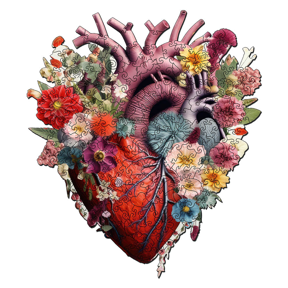 Wooden Puzzle - Floral Heart Anatomy