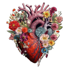 Load image into Gallery viewer, Wooden Puzzle - Floral Heart Anatomy