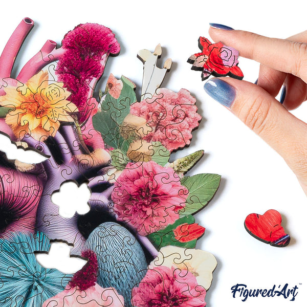 Wooden Puzzle - Floral Heart Anatomy