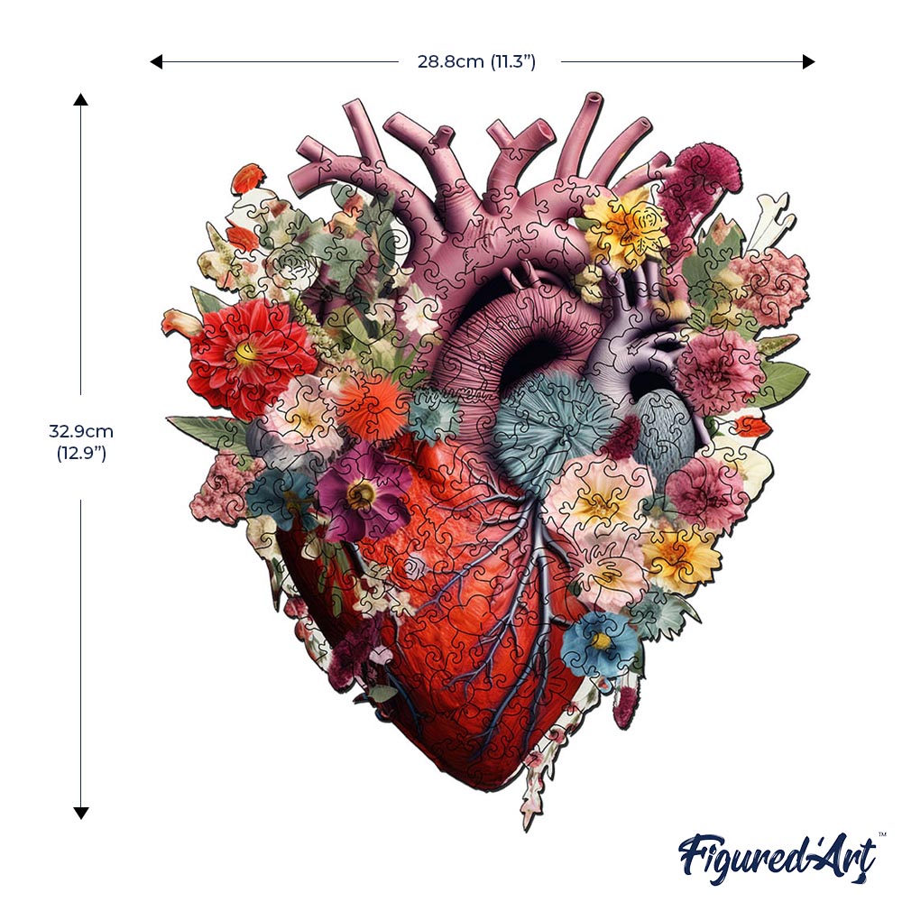 Wooden Puzzle - Floral Heart Anatomy