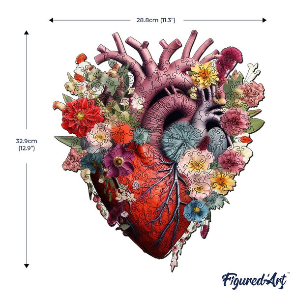 Wooden Puzzle - Floral Heart Anatomy