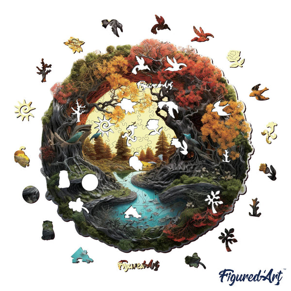 Wooden Puzzle - Autumn River