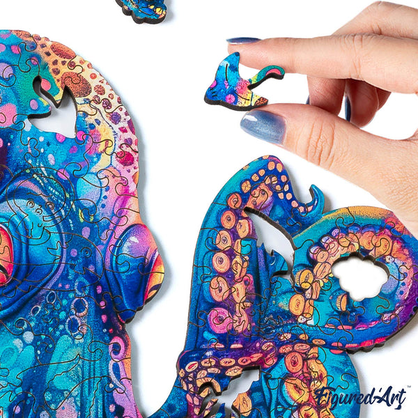 Wooden Puzzle - Colorful Octopus