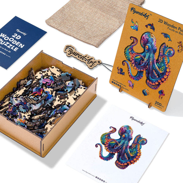 Wooden Puzzle - Colorful Octopus