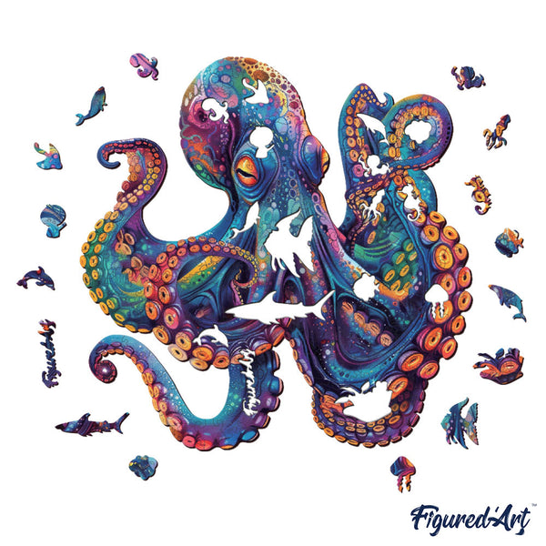 Wooden Puzzle - Colorful Octopus