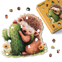 Load image into Gallery viewer, Wooden Puzzle - Hedgehog with Cactus