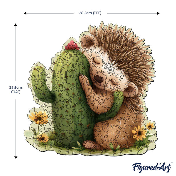 Wooden Puzzle - Hedgehog with Cactus