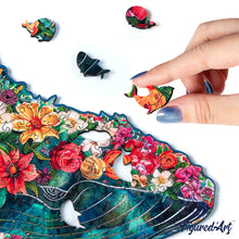 Load image into Gallery viewer, Wooden Puzzle - Floral Whale