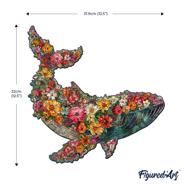 Wooden Puzzle - Floral Whale