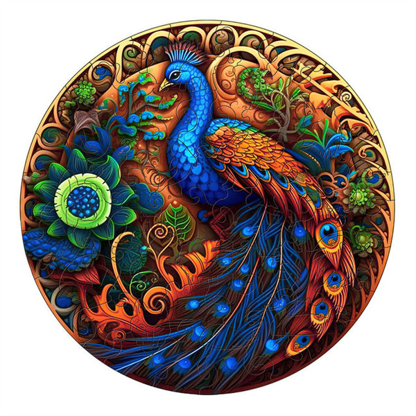 Wooden Puzzle - Peacock Flower