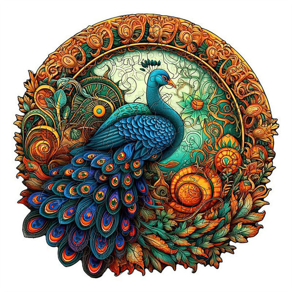Wooden Puzzle - Peacock Leaves