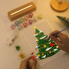 Load image into Gallery viewer, LED Light Display Base Wooden Paint by numbers 6"x8"- Evergreen Christmas Tree