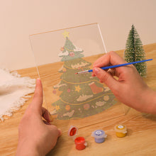 Load image into Gallery viewer, LED Light Display Base Wooden Paint by numbers 6"x8"- Evergreen Christmas Tree