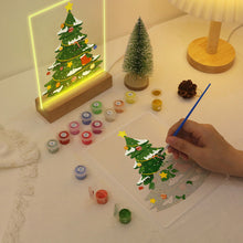 Load image into Gallery viewer, LED Light Display Base Wooden Paint by numbers 6"x8"- Evergreen Christmas Tree