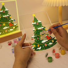 Load image into Gallery viewer, LED Light Display Base Wooden Paint by numbers 6"x8"- Evergreen Christmas Tree