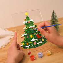 Load image into Gallery viewer, LED Light Display Base Wooden Paint by numbers 6"x8"- Evergreen Christmas Tree