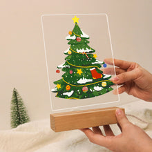 Load image into Gallery viewer, LED Light Display Base Wooden Paint by numbers 6"x8"- Evergreen Christmas Tree