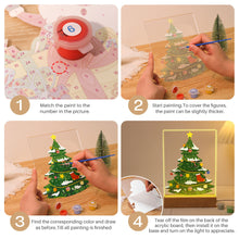 Load image into Gallery viewer, LED Light Display Base Wooden Paint by numbers 6"x8"- Evergreen Christmas Tree
