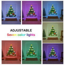 Load image into Gallery viewer, LED Light Display Base Wooden Paint by numbers 6"x8"- Evergreen Christmas Tree