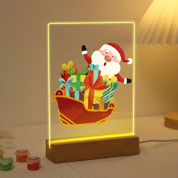 LED Light Display Base Wooden Paint by numbers 6"x8"- Santa Claus 01