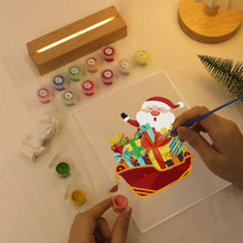 Load image into Gallery viewer, LED Light Display Base Wooden Paint by numbers 6"x8"- Santa Claus 01