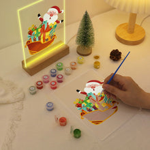Load image into Gallery viewer, LED Light Display Base Wooden Paint by numbers 6"x8"- Santa Claus 01